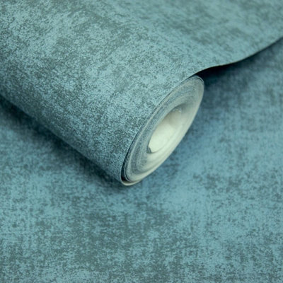 Grandeco Alba Plaster Plain Textured WallpaperBlue from B&Q