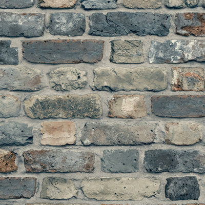 Rackhams Industrial Rustic Charcoal Concrete Brick Textured Wallpaper - Image 10