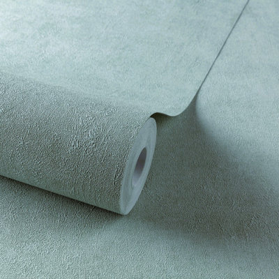 Grandeco Annabella Distressed Plaster Textured WallpaperAqua from B&Q