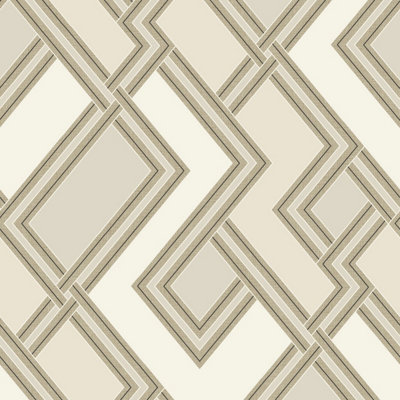 Grandeco Geometric Fabric Geo Textured Wallpaper, Neutral Cream