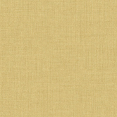 Grandeco Yellow Linen Textured Plain Wallpaper,