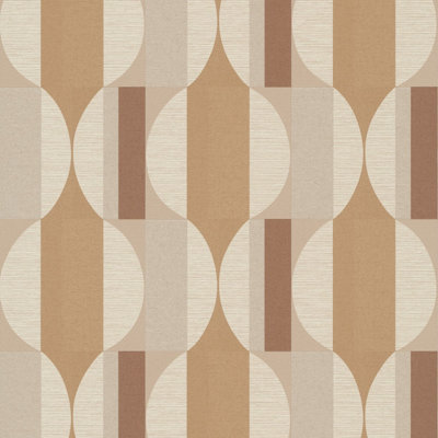 Grandeco Boutique Fuma Retro Geometric Embossed Wallpaper, Orange