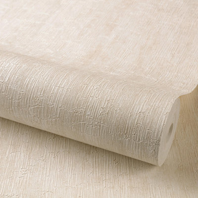 Grandeco Boutique Aspen Bark Texture Luxury Weight Embossed WallpaperOff White