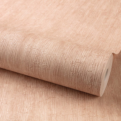 Grandeco Boutique Aspen Bark Texture Luxury Weight Embossed WallpaperPink