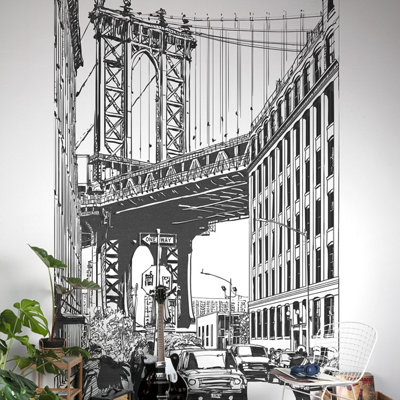 Grandeco Brooklyn Bridge City Skyline 3 Panel Textured Mural1.59 X 2.8M from B&Q