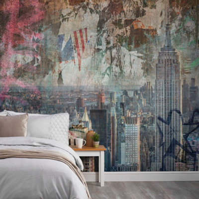 B&Q -  New York 7 Panel Textured Mural3.71 X 2.8M