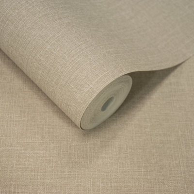 Grandeco Boutique Pure & Protect Cirrus Woven Linen Textured Antibacterial WallpaperOat from B&Q