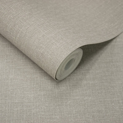 Grandeco Boutique Pure & Protect Cirrus Woven Linen Textured Antibacterial WallpaperTaupe from B&Q