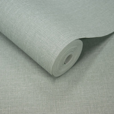 Grandeco Boutique Nursery Pure & Protect Cirrus Woven Linen Textured Antibacterial WallpaperTeal from B&Q