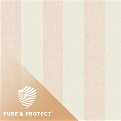Grandeco Pink Boutique Pure & Protect Stratus Stripe Linen Textured Antibacterial Wallpaper, Pale 8.5Cm