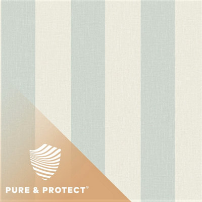 Grandeco Boutique Pure & Protect Stratus Stripe Linen Textured Antibacterial Wallpaper, Aqua 8.5Cm