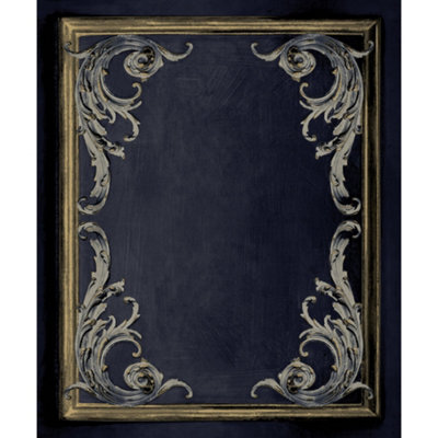 Grandeco Paul Moneypenny Rococo Panel Navy Textured Vinyl Wallpaper Modern Paste The Wall