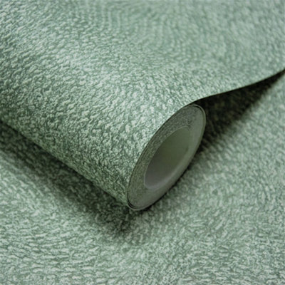 B&Q -  Santiago Swirled Stitch Textured Blown Vinyl WallpaperGreen