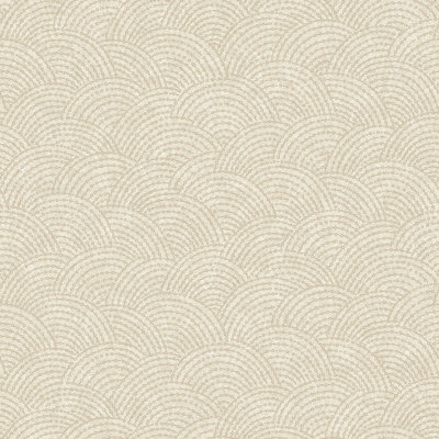 Grandeco Boutique Shell Metallic Curve Luxury Weight Embossed Wallpaper, Beige