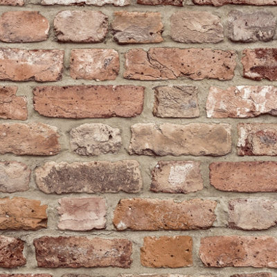 Grandeco Red Rustic Brick Smooth Paper Wallpaper, Terracotta
