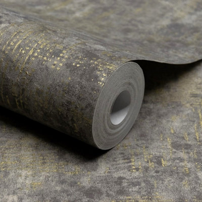 Paul Moneypenny Charcoal Anethe Texture Textile Textured Wallpaper For Grandeco from B&Q