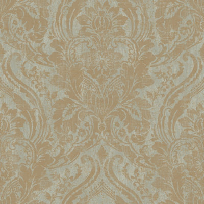Grandeco Textured Distressed Metallic Damask WallpaperSage from B&Q
