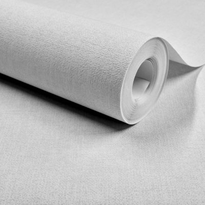 Grandeco Varadero Plain Plaster Effect Blown Vinyl Wallpaper,Off White from B&Q