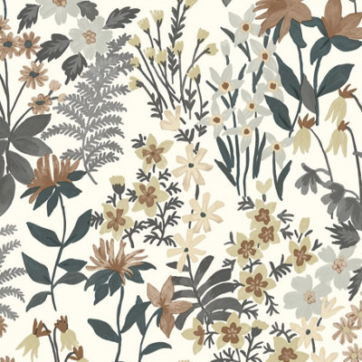 Grandeco Ditsy Floral Agnala Textured Wallpaper, Coco Beige