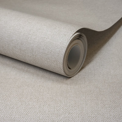 Grandeco Grey Boutique Mini Twill Woven Texture Fabric Effect Pvc-Free Eco Wallpaper,