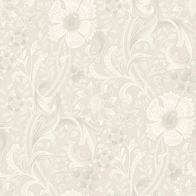 B&Q -  Boutique Traditional Floral Trail Pvc-Free Eco WallpaperOff White