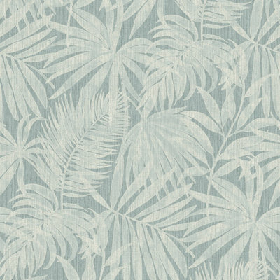 Grandeco Boutique Tropical Palm Leaf Pvc-Free Eco WallpaperBlue from B&Q