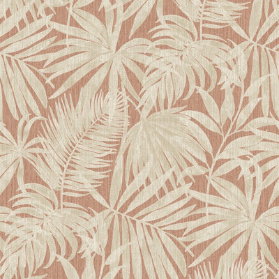 Grandeco Boutique Tropical Palm Leaf Pvc-Free Eco WallpaperRust from B&Q