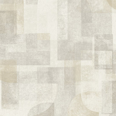Grandeco Boutique Distressed Geo Abstract Shapes Pvc-Free Eco WallpaperNeutral Grey from B&Q