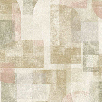 Grandeco Boutique Distressed Geo Abstract Shapes Pvc-Free Eco WallpaperGreen from B&Q