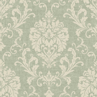 Grandeco Unisex Pale Green Margritte Distressed Damask Textured Wallpaper In | Size: 1 Pack - Image 5