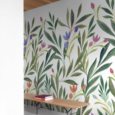 Grandeco - Wall Mural - Andrea Grass Flower - 3 Lane - Image 5