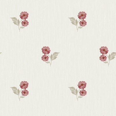Grandeco Clematis Floral Sprig Red Vinyl Wallpaper - Image 8