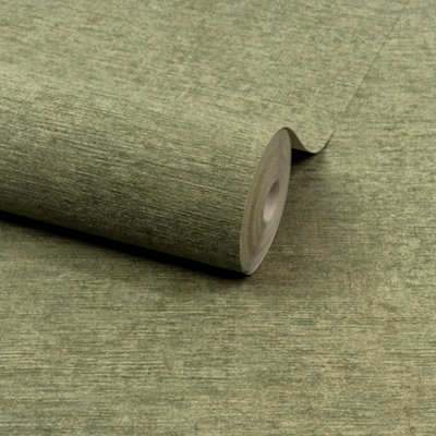 Grandeco Green Boutique Dakota Natural Texture Luxury Weight Embossed Wallpaper, Forest
