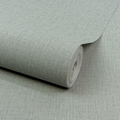 Grandeco Boutique Trente Linen Effect Luxury Embossed Wallpaper, Sea Green