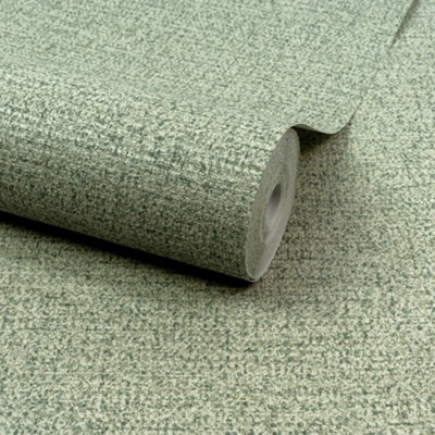 Grandeco Green/Cyan Boutique Mysore Fabric Effect Twill Luxury Embossed Wallpaper,