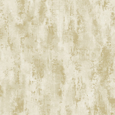 Grandeco Venetian Textured Distressed Concrete Stone Wallpaper, Gold - Image 7