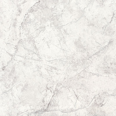 B&Q -  Thassos Silver Thread Marble Textured WallpaperWhite