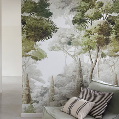 Grandeco Bermeo Fairytale Forest 3 Panel Repeatable Mural 1.59 X 2.8MGrey from B&Q