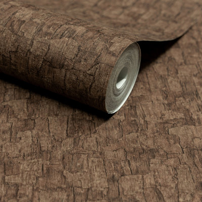 Rackhams Brown Boutique Azobe Cork Effect Luxury Weight Embossed Wallpaper, - Image 3