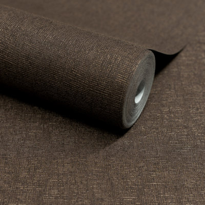 Grandeco Brown Boutique Atogo Semi Plain Woven Effect Luxury Weight Embossed Wallpaper, Chocolate - Image 4