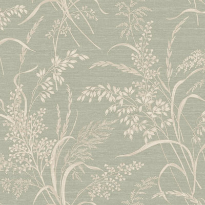 Prairie Botanical Wallpaper Green Grandeco A84302 from B&Q