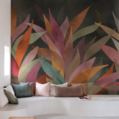 Grandeco Boutique Mahon Botanical Leaves 5 Lane Repeatable Mural 3.75 X 3MMulti from B&Q