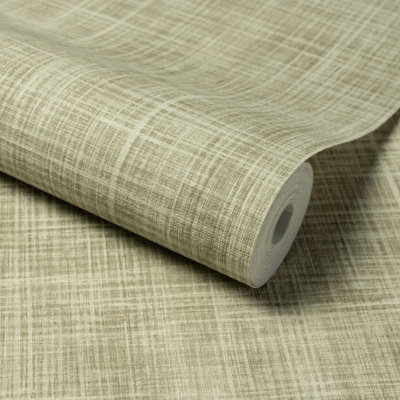 Grandeco Brushed Check Fabric Effect Textured WallpaperGreen from B&Q
