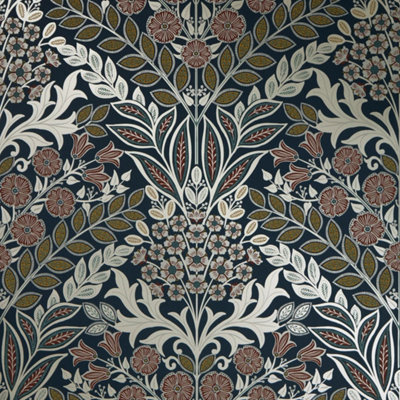 I Love Wallpaper Artist's Garden Wallpaper In Navy And Gold from B&Q