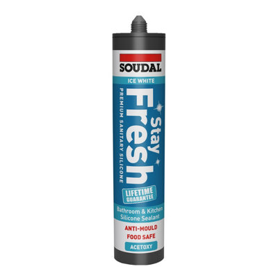 Soudal White Silicone-Based Bathroom & Kitchen Cartridge Sanitary Sealant290Ml from B&Q