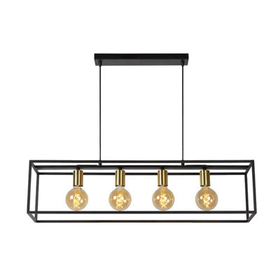 Lucide Ruben Modern Bar Pendant - 4Xe27 - Light/Black