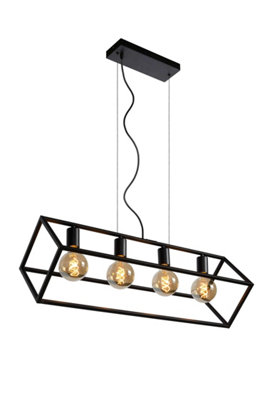 Lucide Fabian Modern Bar Pendant Light4Xe27Black from B&Q