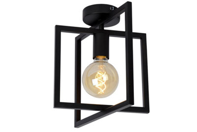 Lucide Luuk Modern Flush Ceiling - 1Xe27 - Light/Black