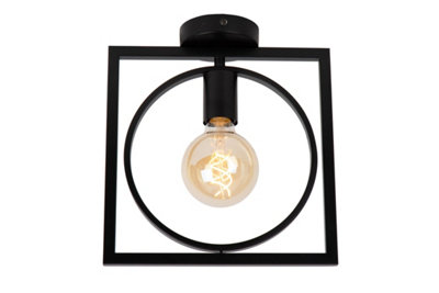 Lucide Suus Classic Flush Ceiling - 1Xe27 - Light/Black