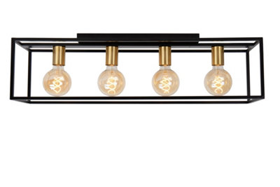 Ruben Modern Bar Flush Ceiling Light - 4xE27 - Black - Image 6